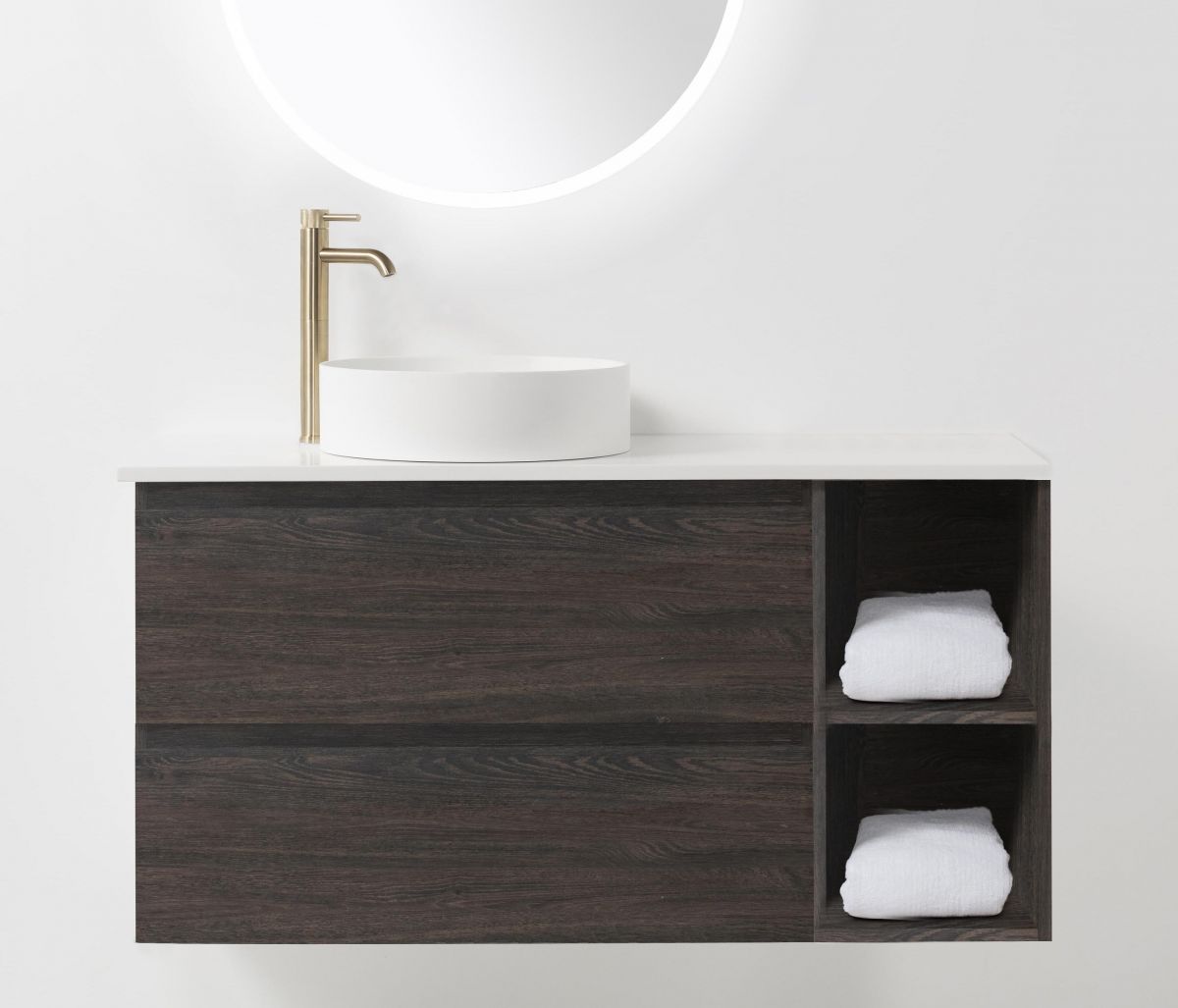 650 Soft Solid Vanity Plus 300 Open Shelf