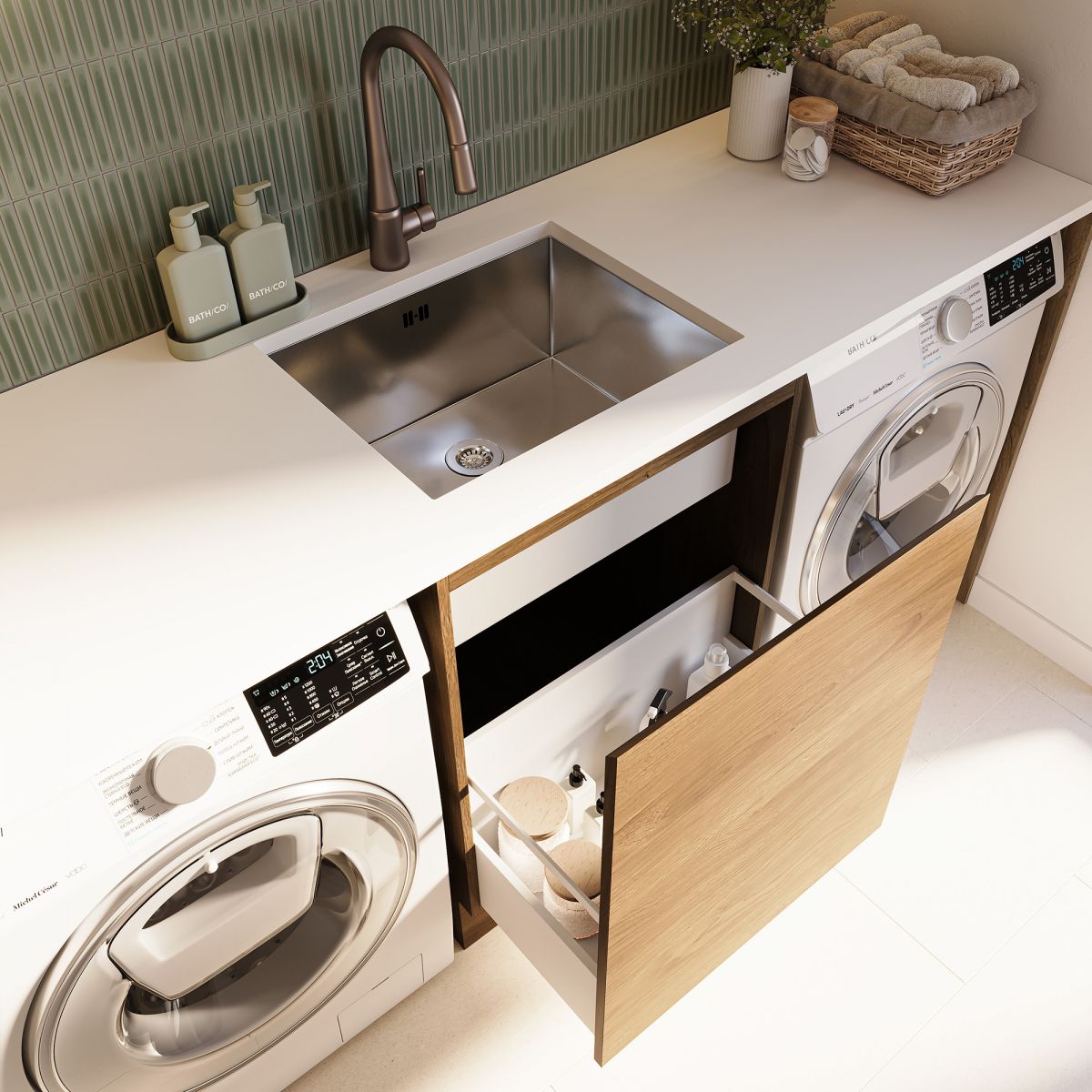 Modern Laundry 600 1 Open Drawer