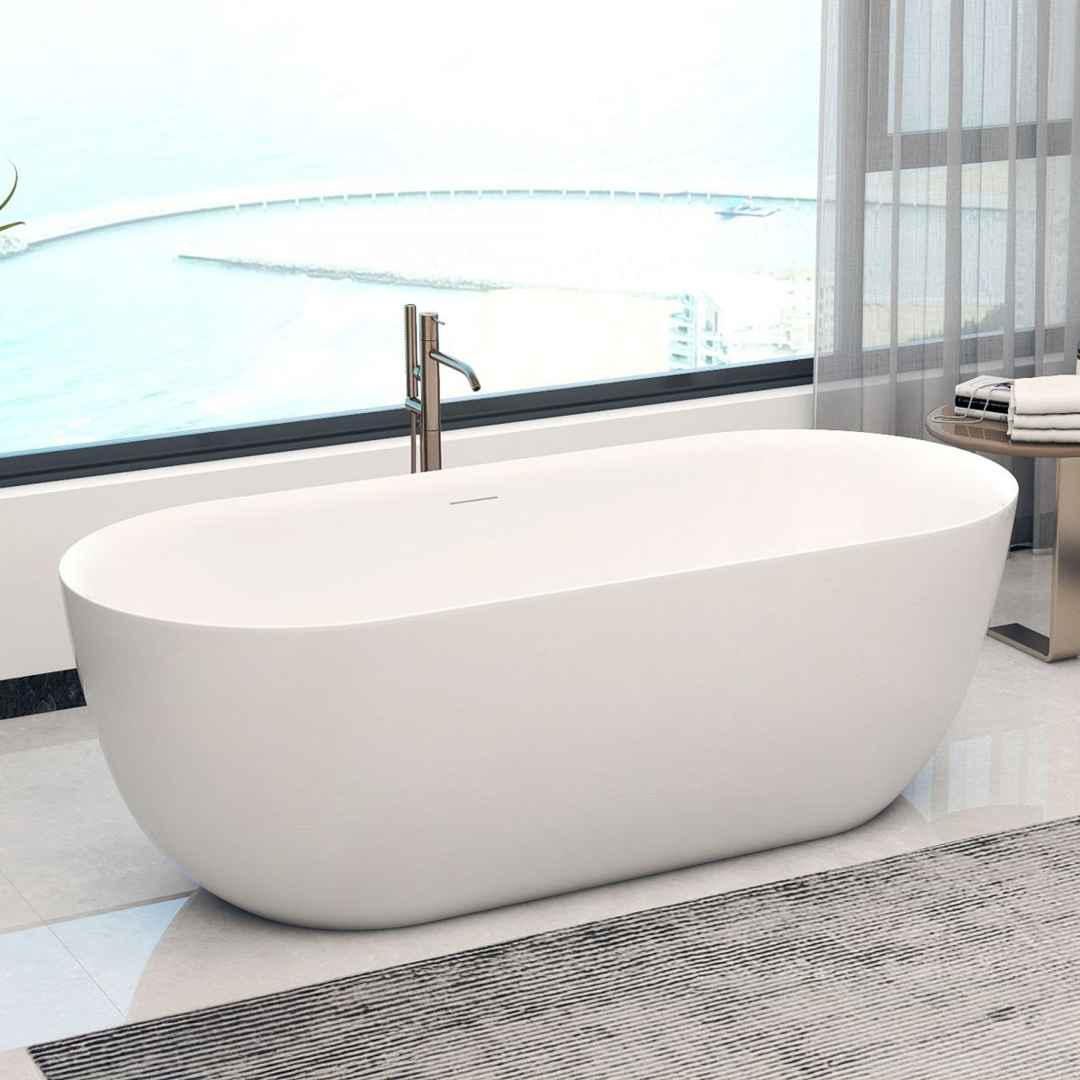 Oval 1800 Matte Freestanding Bath